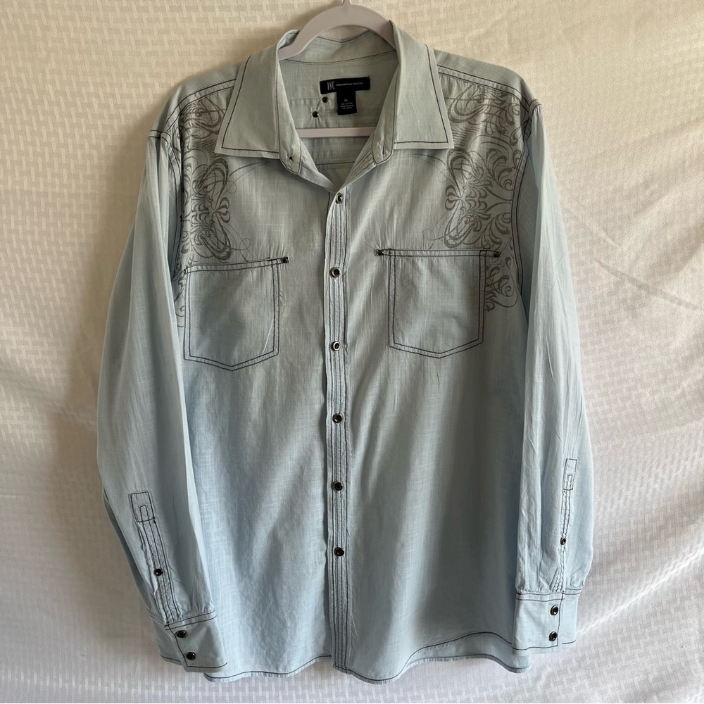 INC International Concepts Button Up Long Sleeve Shirt Light Blue Size XL